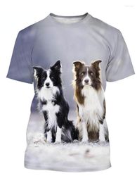 Camisetas de verano para hombre, camiseta con estampado 3D de Border Collie, camiseta de cuello redondo con bonito perro Animal y camiseta informal de manga corta para mujer