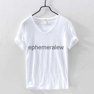 Heren T-shirts Zomer Boutique Katoen 100% Casual V- of O-hals T-shirt met korte mouwen Dun Ademend Comfortabel Effen Kleur Maleephemeralew1