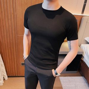 Camisetas para hombre, marca de verano, ajustada, Harajuku, ropa para hombre, camisetas de gran tamaño, ropa de talla grande, manga corta blanca coreana