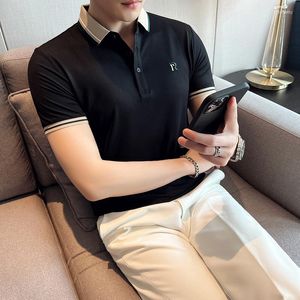 T-shirts pour hommes Summer Business Casual Polo Hommes Manches courtes Slim Revers T-shirts Respirant Street Wear Social Tee Tops Vêtements 5XL