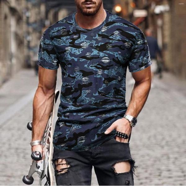 Hommes t-shirts été Camouflage personnalité créative t-shirt hommes décontracté mince Fitness beau masculin mâle haut chemisier Streetwear