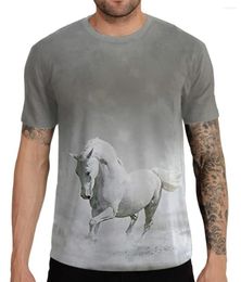 Heren t shirts zomer casual kleurrijke paarden t-shirt mannelijke 3d geprinte mannen vrouwen mode coole o-neck tops tees sporten