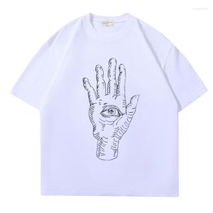 T-shirts pour hommes été décontracté coupe ample manches courtes paume oeil dos Signature impression polyvalent Couple T-shirt