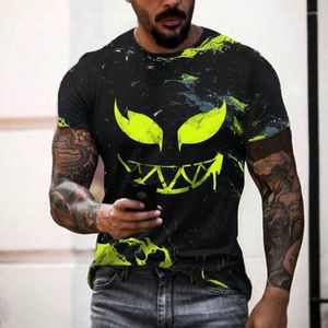 Men's T Shirts Summer Casual Pure Black Men's Simple Line 3D Printed Short Sleeve Shirt Low-key Multi-purpose Thin Pullover