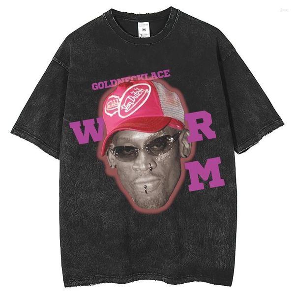 T-shirts pour hommes été décontracté Rodman graphique imprimé T-Shirt gothique Harajuku coton à manches courtes T-Shirt hauts surdimensionné Vintage lavé