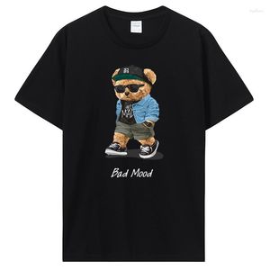 Mannen T Shirts Zomer Casual Shirt Krijgen Mad Slecht Stemming Wandelen Stille Teddybeer Mannen T-shirt Hip Hop Tops katoenen T-shirt Tees Streetwear