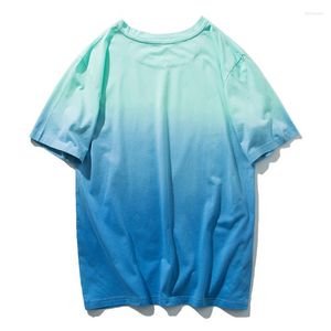 Camisetas de verano para hombre, camiseta informal de manga corta con degradado, camisetas para hombre, bonita camiseta coreana con tinte para niños, camiseta azul 3xl para hombre de gran tamaño