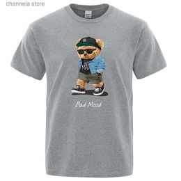 T-shirts voor heren Zomer casual T-shirt Get Mad Slecht humeur Wandelen Stil Teddybeer Heren T-shirt met korte mouwen Hip Hop Tops Casual merk mannen tees T240202