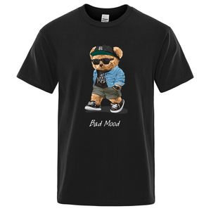 T-shirts pour hommes T-shirt décontracté d'été Get Mad Bad Mood Walking Silent Teddy Bear T-shirt pour hommes à manches courtes Hip Hop Tops Loose Oversized Men Tees 230608