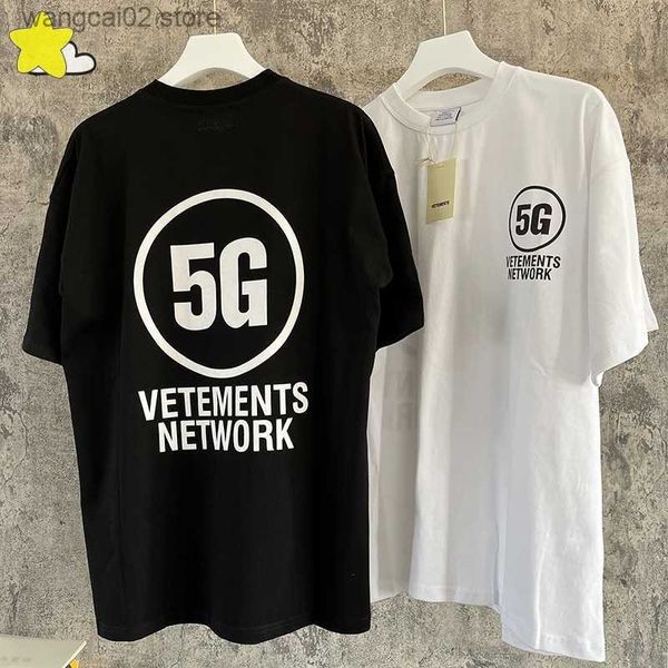 Camisetas para hombre Summer Classic Black White 5G Network Print Vetements Camisetas Hombre Mujer Streetwear Moda Oversized VTM Tee Top con etiqueta T230602