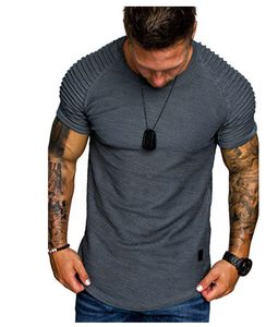 T-shirts masculins Vêtements d'été Nouveaux leggings Slub se plier en manches à manches à manches courtes