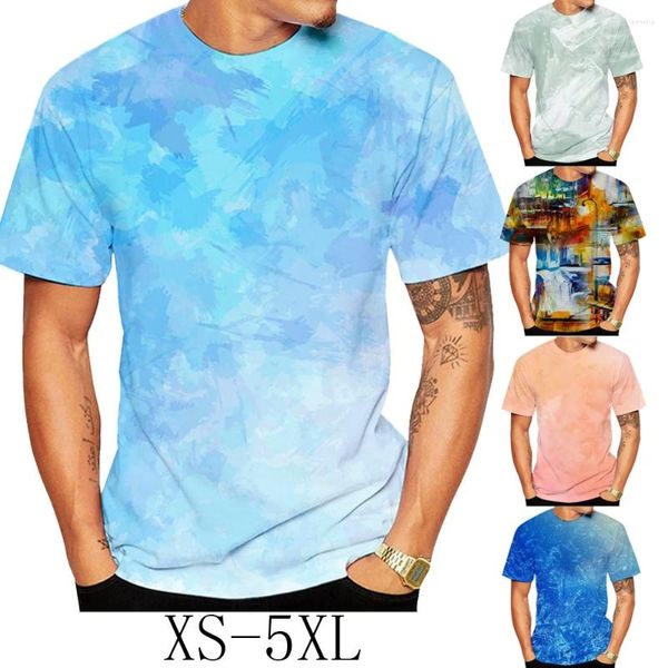 T-shirts pour hommes couleur d'été imprimé Tie-dye 3DT chemise à manches courtes mode col rond T-shirt haut