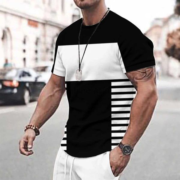 Camisetas para hombres Summer coloridos rayas estampadas para hombres, estilo rayado estilo rayado, camiseta casual de manga corta, camiseta de gran tamaño, ropa de hombres 2445