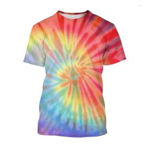 Camisetas para hombre Verano Colorido Tie Dye Camisetas con estampado 3D Ropa de calle Hombres Mujeres Moda Camisa de manga corta O-cuello Camisetas para niños Tops Ropa