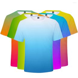 Heren t shirts zomer kleurrijke gradiënt mannen vrouwen kids harajuku aanpassing 3D shirt tops jongen meisje neon kleur cool tee