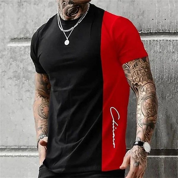 T-shirts pour hommes T-shirt contrasté d'été Impression personnalisée Quotidien Jeunesse Minimaliste