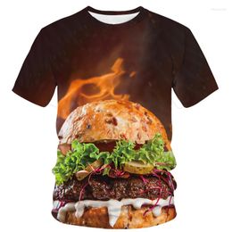 Heren t shirts zomer cool shirt voor mannen alledaagse eten friet patroon 3D printing boy's t-shirt casual korte mouwen grappige top