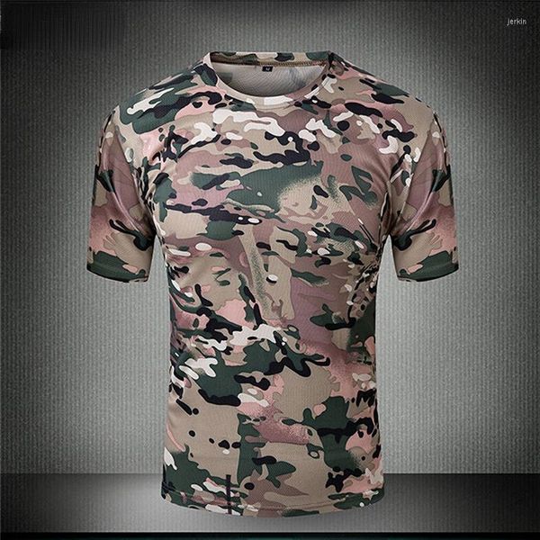 T-shirts pour hommes Été Coolmax Chemise de camouflage tactique Hommes Respirant Séchage rapide US Army Combat T-shirt Chasse