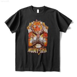 Heren t-shirts Summer Cotton Men T-shirt MMA Fight Movement Tiger Print T-shirt UFC Combat Sport Vintage Oversized Tee Streetwear Gratis verzending Z0221