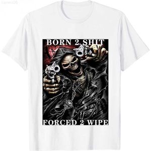 Heren t-shirts Summer Cotton Men T-shirt cool anime schedel de geboren tot s geforceerde 2 wip print hiphop kleding universitair casual t-shirt grafisch tee z0221