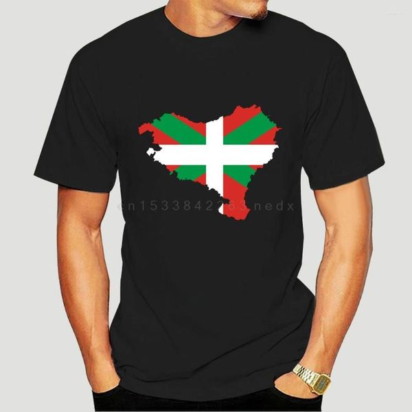 Camisetas para hombre, camisa de manga corta con cuello redondo personalizada, mapa de la bandera del País Vasco, algodón para hombre, Tee-2605D superior de alta calidad