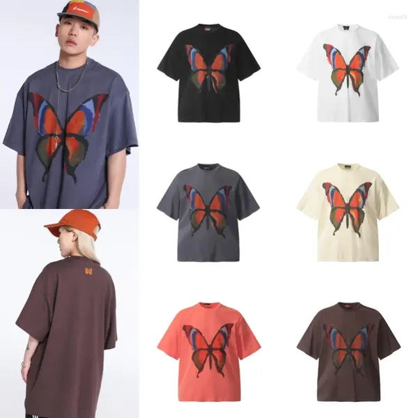 T-shirts pour hommes Designer d'été Hommes Femmes Peinture à l'huile Papillon Imprimer Manches courtes Couple High Street Tee