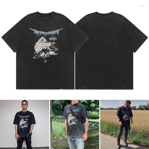 Camisetas para hombres diseñador de verano Washed skull Death dog estampado con manga corta cuello redondo camiseta de estilo casual