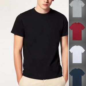 T-shirts pour hommes été broderie multicolore petit cheval T-Shirt à manches courtes Homre coton décontracté col rond Homme haut de couleur unie