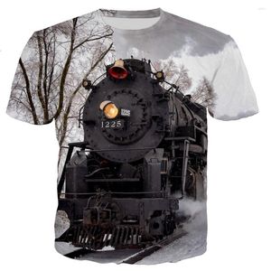 T-shirts pour hommes mode d'été impression 3D T-shirt de Train à vapeur jeunesse haut confortable sport décontracté à manches courtes