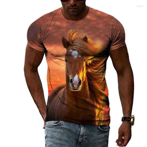 Hommes t-shirts été mode Animal cheval motif pour hommes décontracté impression 3D t-shirt Hip Hop Harajuku personnalité col rond manches courtes