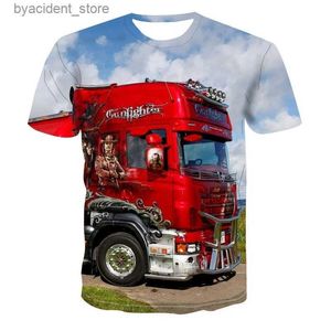 T-shirts voor heren Zomer Mode Casual Heren T-shirt Hiphop Grappige stijl Ronde hals Korte mouw Truck Grafische 3D-printen T-shirt Kleding L240304