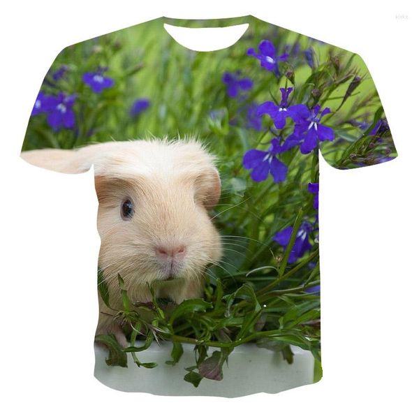 Camisetas para hombre, camiseta redonda informal a la moda de verano, camisetas cómodas con estampado de animales en 3D con estampado de flores y personalidad