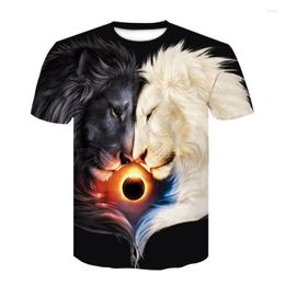 T-shirts pour hommes Mode d'été Hip-Hop T-shirt Homme / Femme Impression Yin-Yang 3D Lion O-Collar Wear 2023 Top Taille asiatique S-6XL