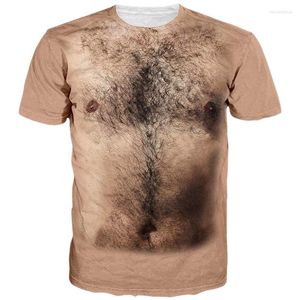 Camisetas de verano a la moda para hombre, Camiseta con estampado 3D de músculo de pecho de piel desnuda, camiseta de manga corta Harajuku divertida para hombre