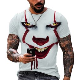 T-shirts pour hommes Mode d'été Hommes / Femmes Impression 3D Dark Evil Clown Motif T-shirt Street Personnalité Tendance Sauvage Lâche Surdimensionné À Manches courtes 220905
