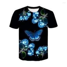 Camisetas para hombres Moda de verano Hombres Mujeres Niños Camiseta Manga corta Cool Animal Mariposa Camisa 3D Insecto Impresión Harajuku Boy Girl Tops