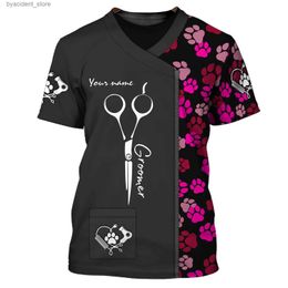 Camisetas para hombres Moda de verano Camiseta para hombre Último peluquero de perros Pesonalizado 3D Todo impreso Camiseta unisex Calle Casual Deportes Camiseta DW174 L240304