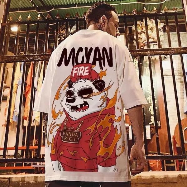 T-shirts pour hommes Mode d'été Panda Imprimer T-shirt Oversize Loose Cotton Cartoon Graphic Tee Pour Couple O-cou Rue Casual Homme Vêtements