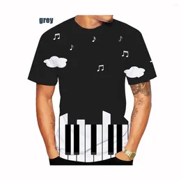T-shirts pour hommes Mode d'été Piano Note musicale 3D Imprimé Hommes Femmes Chemise Sweatshirts Pull drôle Sportwear Taille