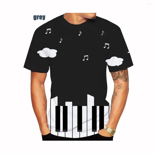 T-shirts pour hommes Mode d'été Piano Note musicale 3D Imprimé Hommes Femmes Chemise Sweatshirts Pull drôle Sportwear Taille