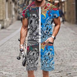 T-shirt col rond pour hommes, ensemble à manches courtes, Short imprimé drôle en 3D, unisexe, costume de sport de loisirs de rue, à la mode, été