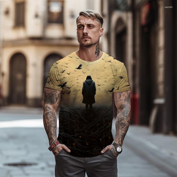 T-shirts pour hommes mode d'été col rond -shirt 3D gothique horreur graphique haute qualité loisirs quotidiens surdimensionné