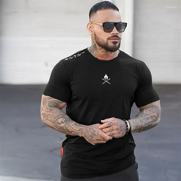 Camisetas para hombre, camiseta a la moda de verano, camiseta ajustada deportiva para correr, camisetas para entrenamiento de culturismo y gimnasios para hombre, ropa