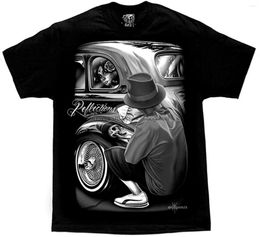 Heren T-shirts Zomer Mode T-shirt Heren Reflections Lowrider Skull Chicano DGA Art Korte mouw