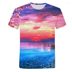 Heren T-shirts Zomer Mode T-shirt Zee Landschap Patroon Vrije tijd Strand Stijl 3D Printen Natuurlijk