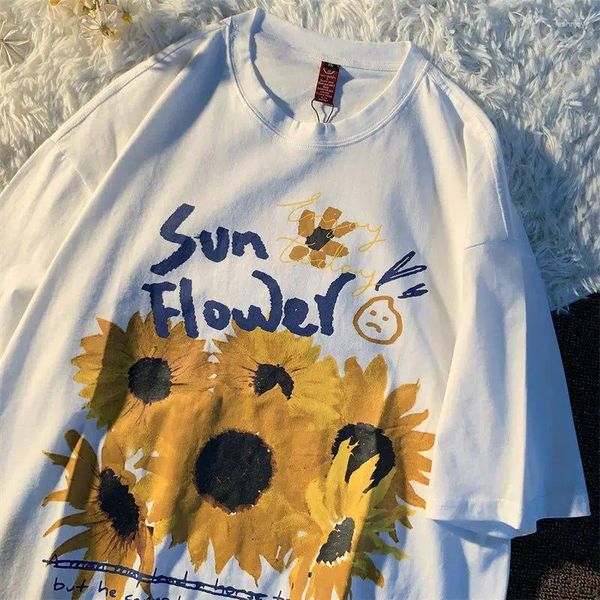 Camisetas para hombre, camiseta Retro con estampado de flores de verano para hombre y mujer, Top informal holgado de manga corta de tendencia