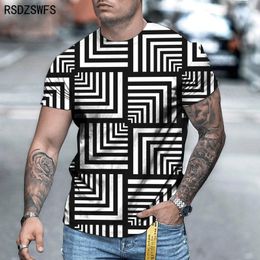 T-shirts pour hommes été pour hommes et femmes T-Shirt géométrique surdimensionné chemise à manches courtes imprimé en 3D mode col rond