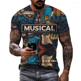 Hommes t-shirts été drôle musique T-shirt unisexe 3D mot imprimé hommes décontracté surdimensionné hauts Vintage chemise hommes