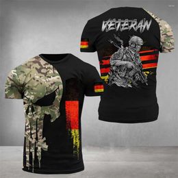 Heren t shirts zomer Duitsland vlaggenprint t-shirts 0-nek soldaat militaire korte mouw kleding streetwear oversized tops