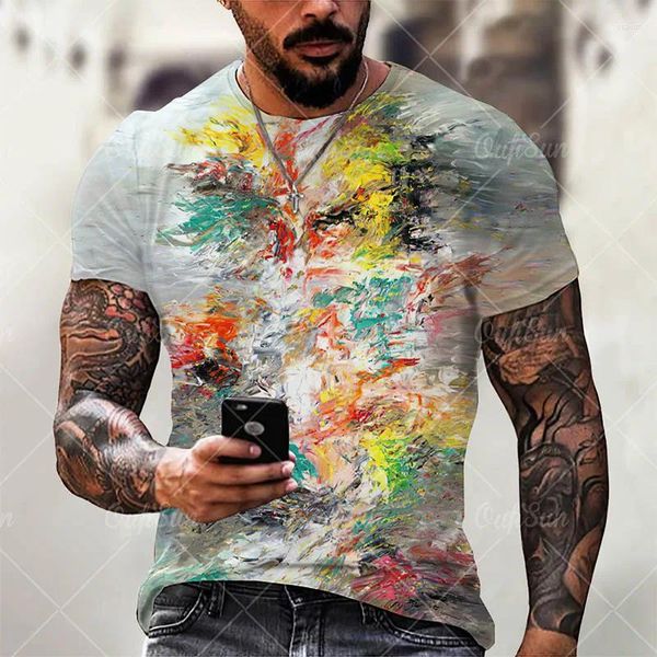 T-Shirts d'été à manches courtes et col ras du cou pour hommes, imprimé Graffiti 3D, décontractés, amples, en Polyester, vêtements pour hommes